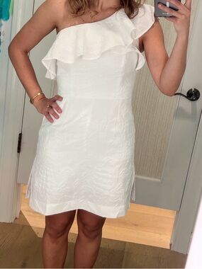 Lilly Pulitzer White One-Shoulder Ruffle Dress